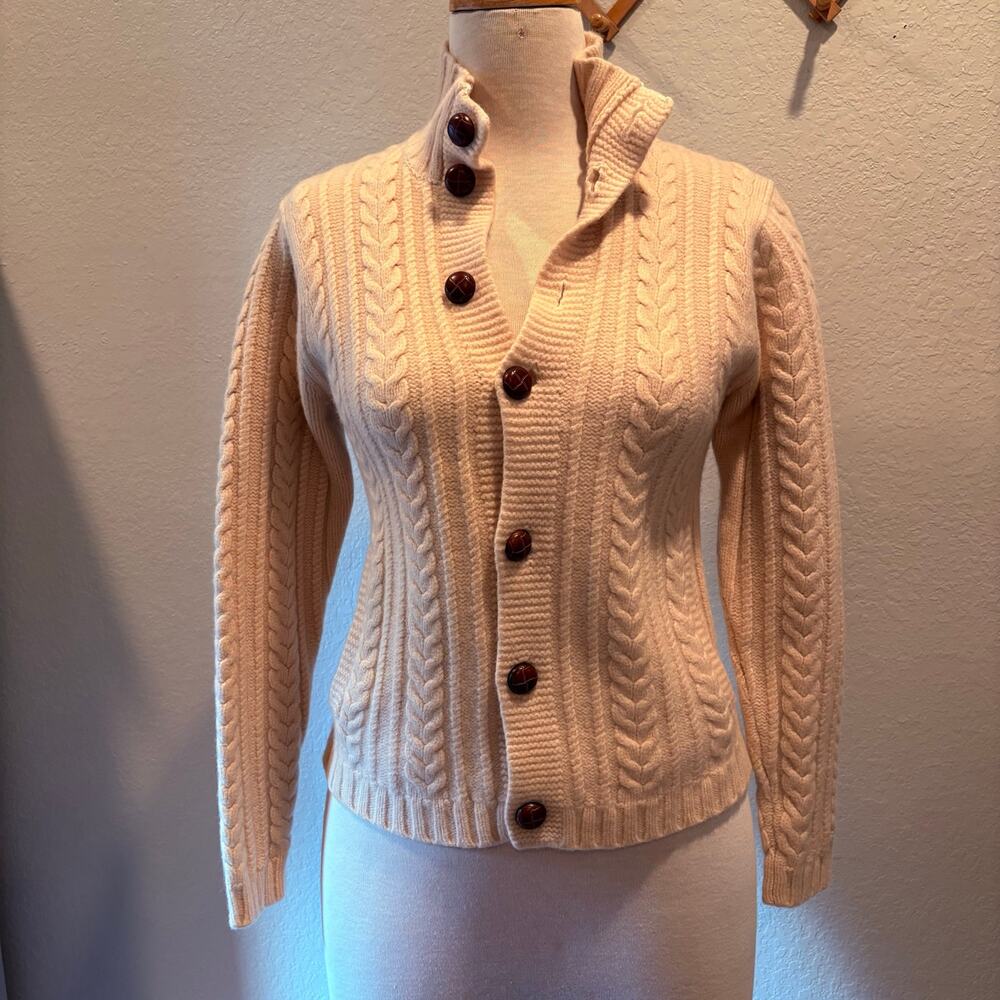 VINTAGE BEN SHERMAN Tight Knit Sweater 100% Lambswool Cream Sz L Chunky Cozy